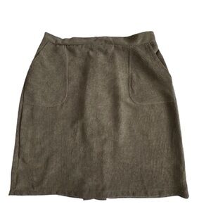 SHEIN Women's 1XL Olive A-Line Corduroy Straight Above Knee Zip Closure Skirt